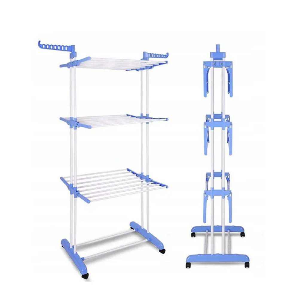 Tendedero de Ropa Plegable de 3 Niveles con Alas Laterales