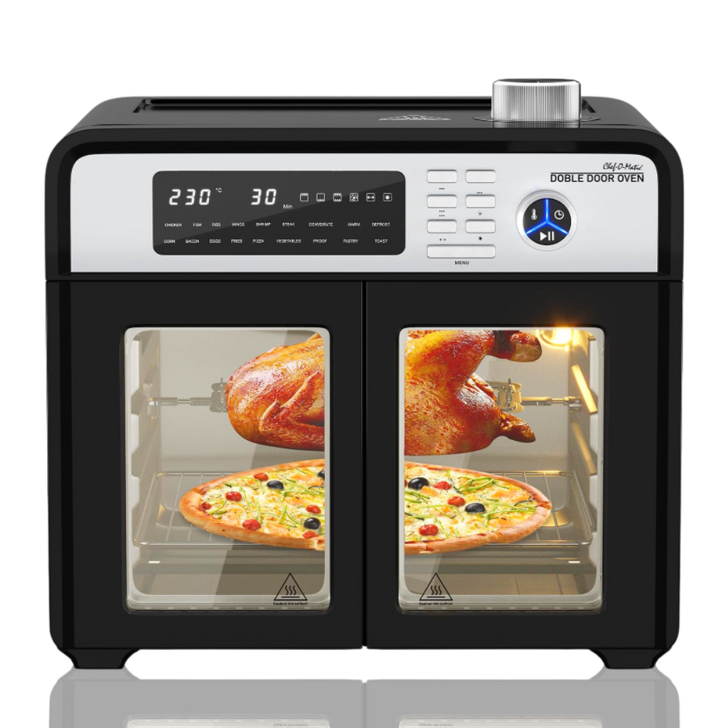 Horno Multifunción 12 en 1 con puertas dobles transparentes y capacidad de 28L