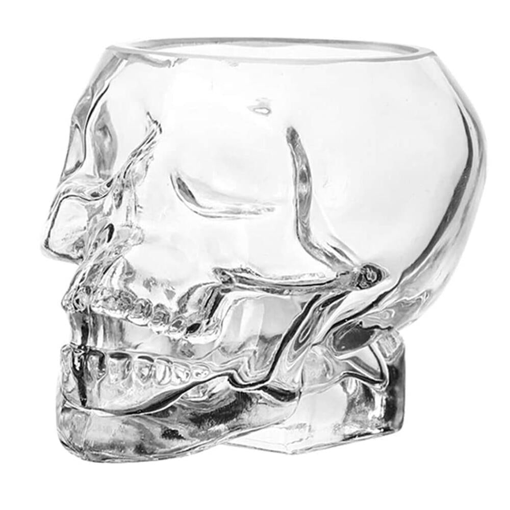 Juego de 3 vasos de chupito de cristal en forma de calavera en 3D de 80 ml