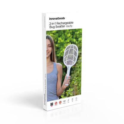 Raqueta Matainsectos Recargable con Luz UV 2 en 1 Elecfly