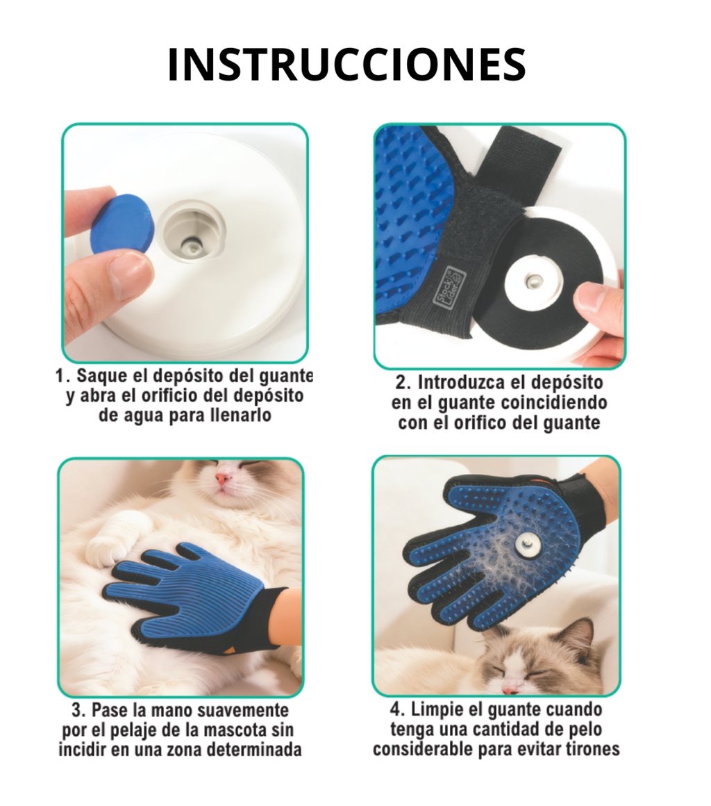 Guante quitapelusas con vaporizador Mascotas