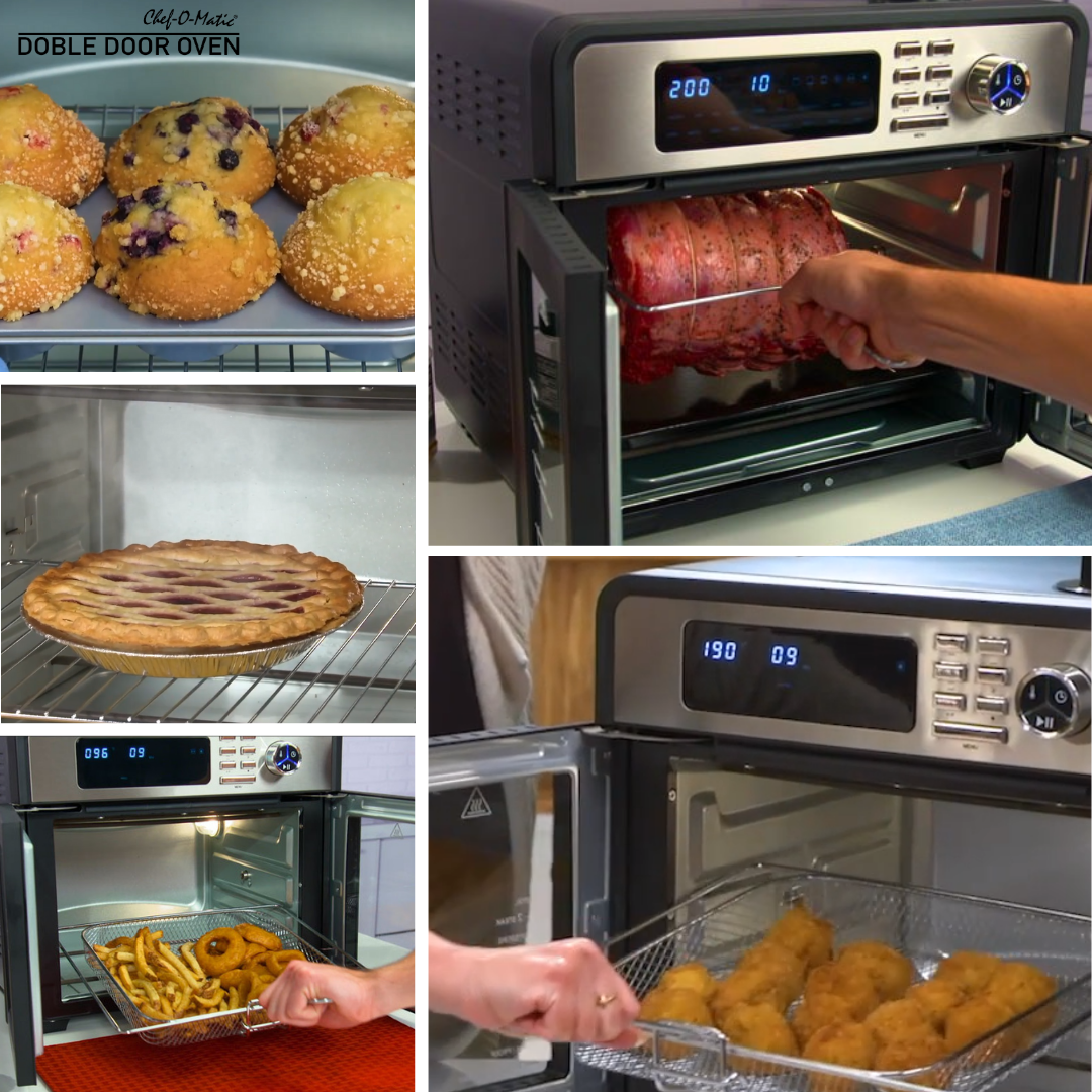 Horno Multifunción 12 en 1 con puertas dobles transparentes y capacidad de 28L