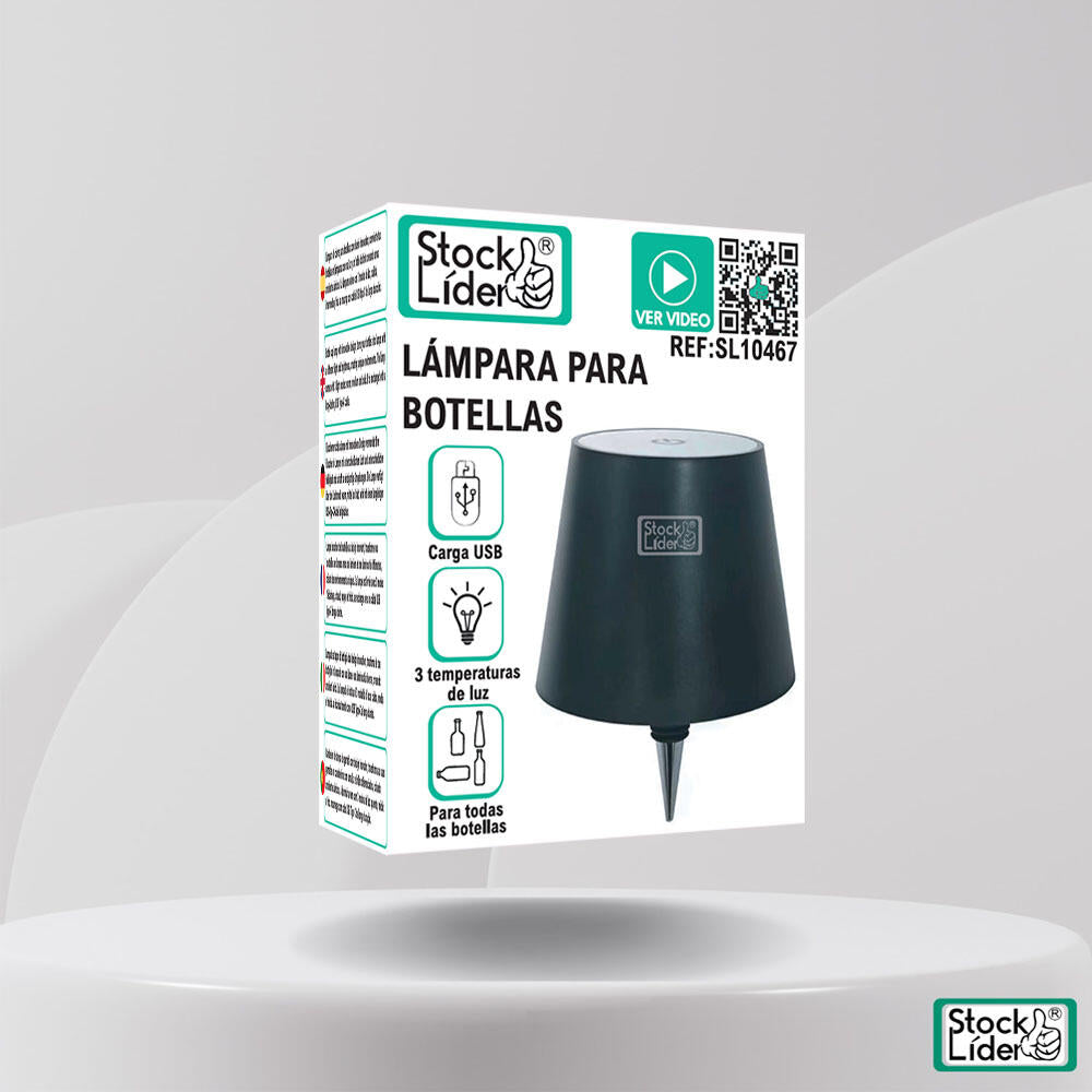 Lámpara para botellas con batería de litio recargable