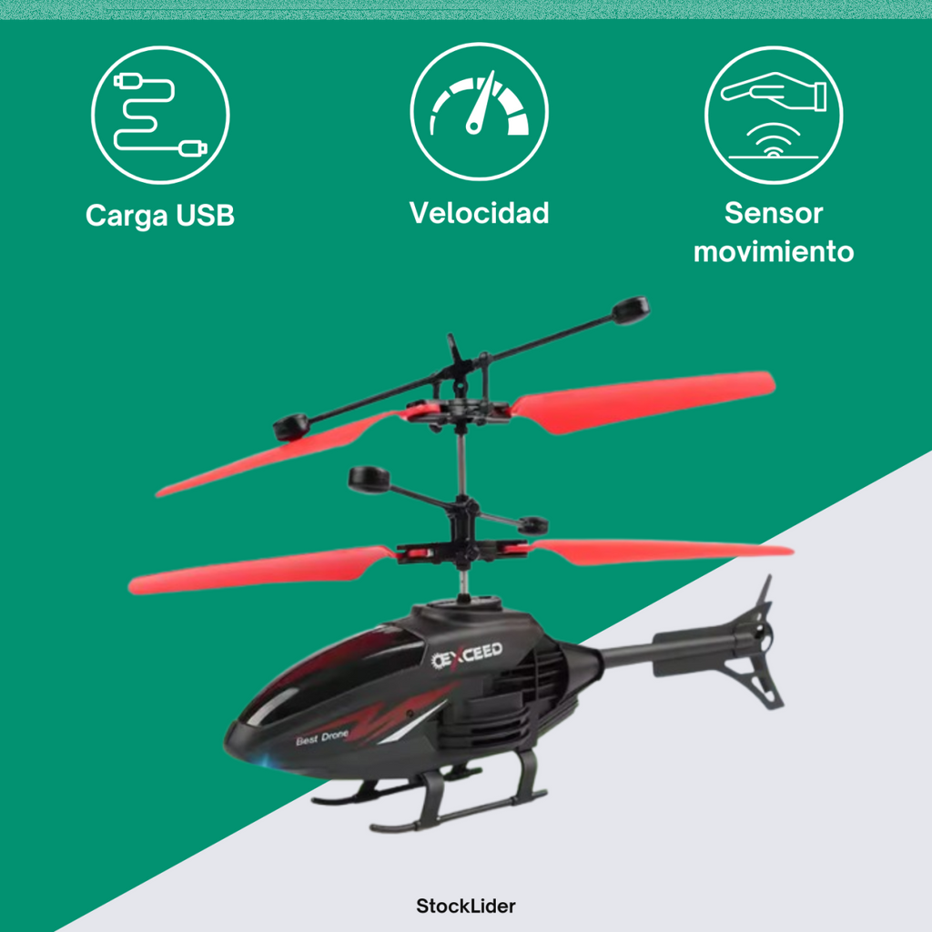 Helicóptero con mando y luces