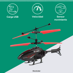 Helicóptero con mando y luces