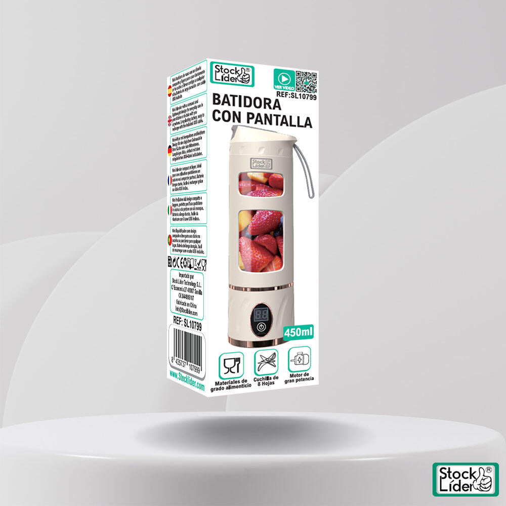 Batidora con pantalla inteligente Depósito 450ml Cuchilla 6 hojas de acero