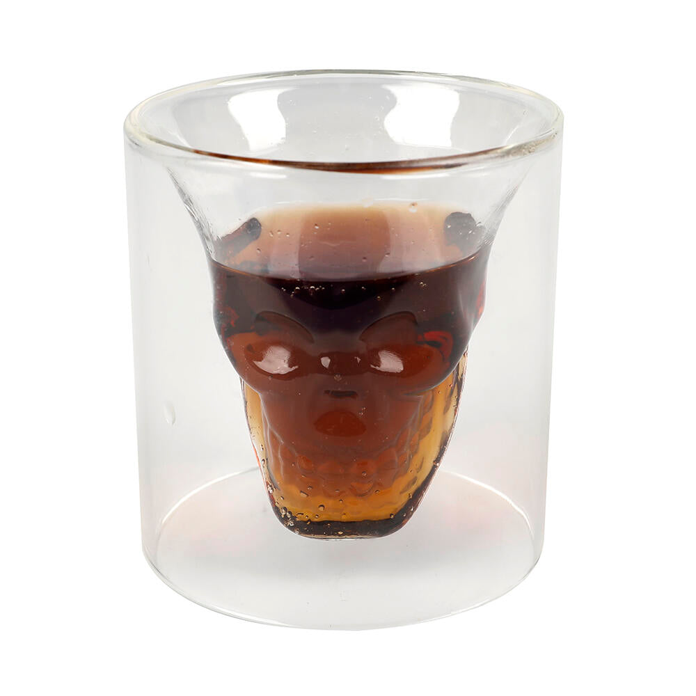 Juego de 3 vasos de chupito de cristal en forma de calavera en 3D de 130 ml