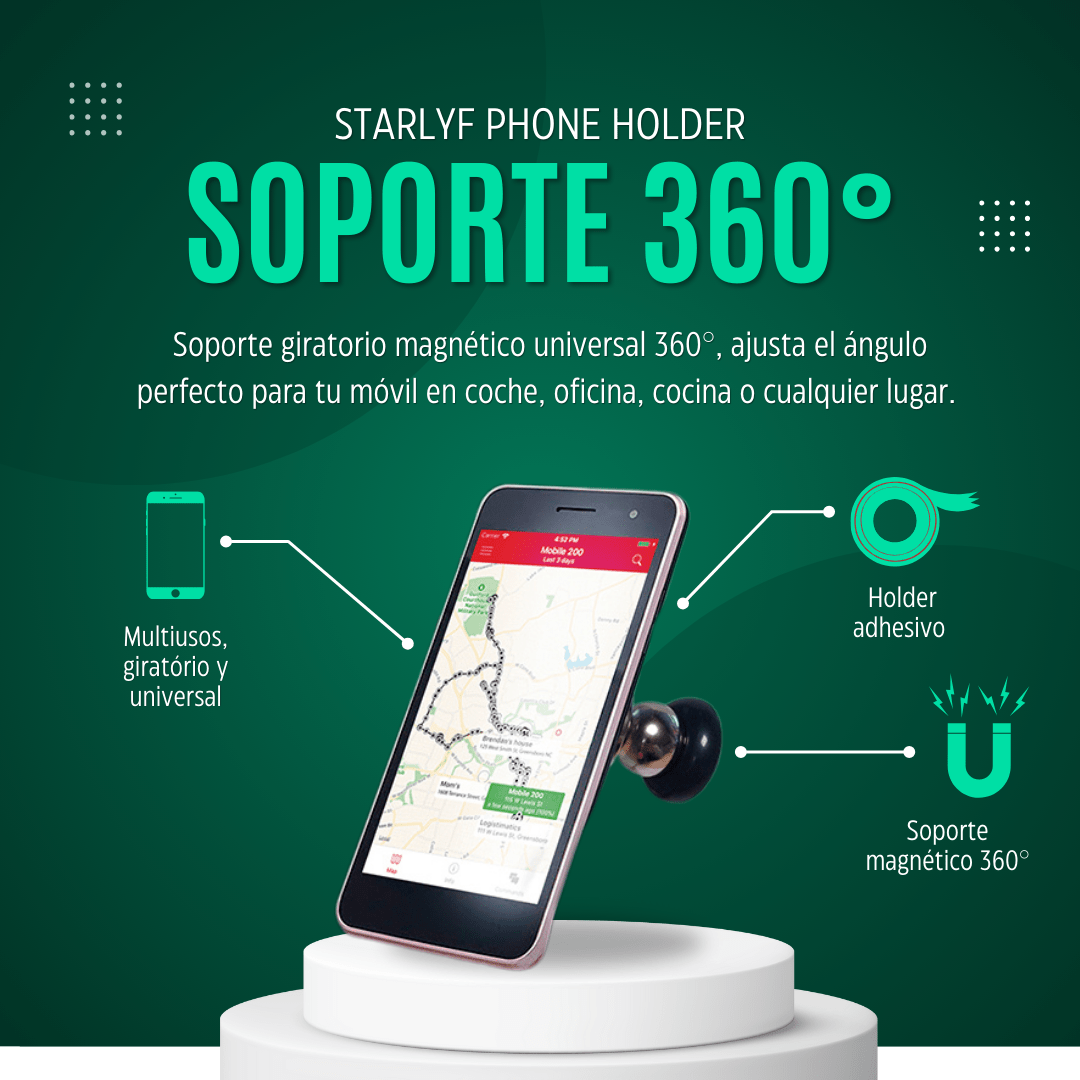 Soporte magnético universal para móvil con rotación 360° - Nemessis Shop