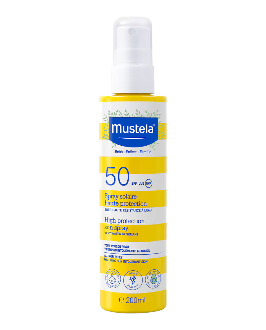 Mustela Spray Solar SPF 50 con Aguacate BIO | Bebé y Familia