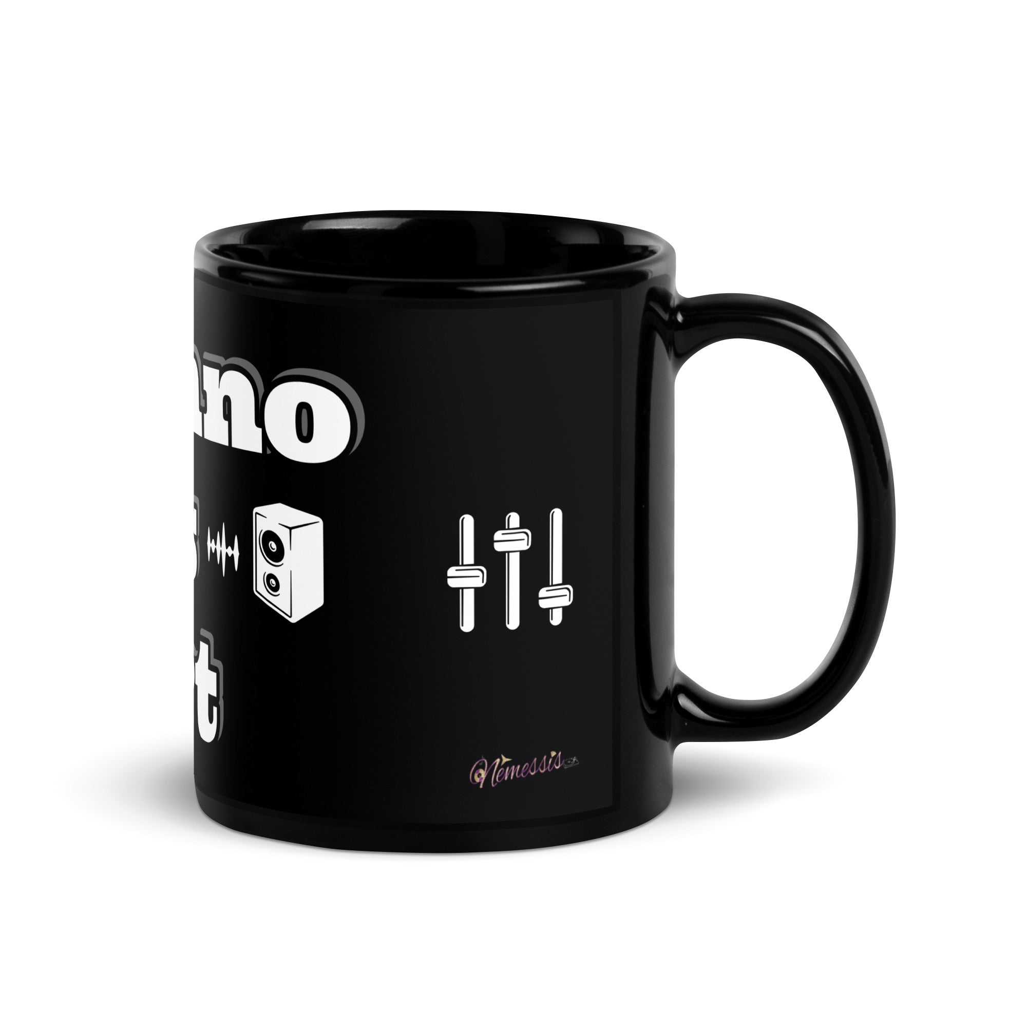 Taza negra brillante. Techno is Art - Nemessis Shop