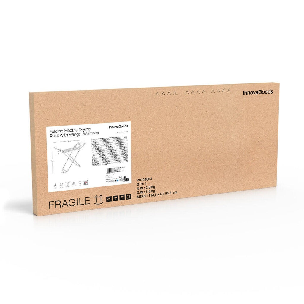 Tendedero Eléctrico Plegable con Alas, Pantalla Táctil, Temporizador y Control de Temperatura Warmmat 230 W 20 Barra - Nemessis Shop®