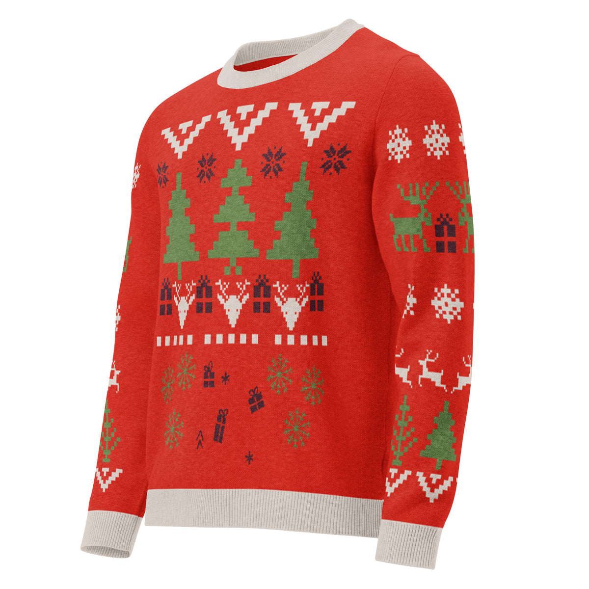 Jersey de punto con cuello redondo. Navideño.