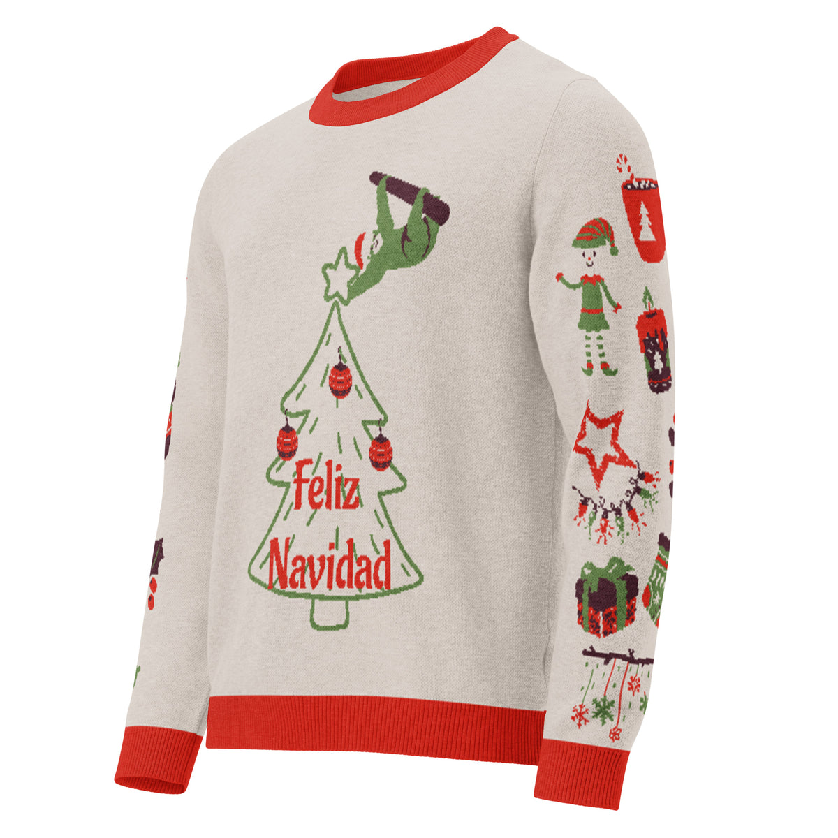Jersey de punto con cuello redondo. Navideño.