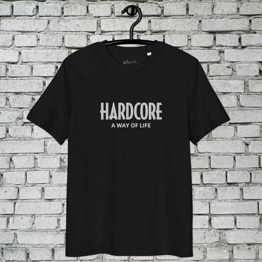 Camiseta de algodón orgánico unisex BORDADO. Hardcore A Way of Life