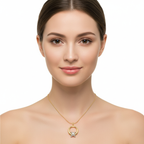 Collar Círculo y 'X' con Circonitas 100% Acero Bañado en Oro 18K