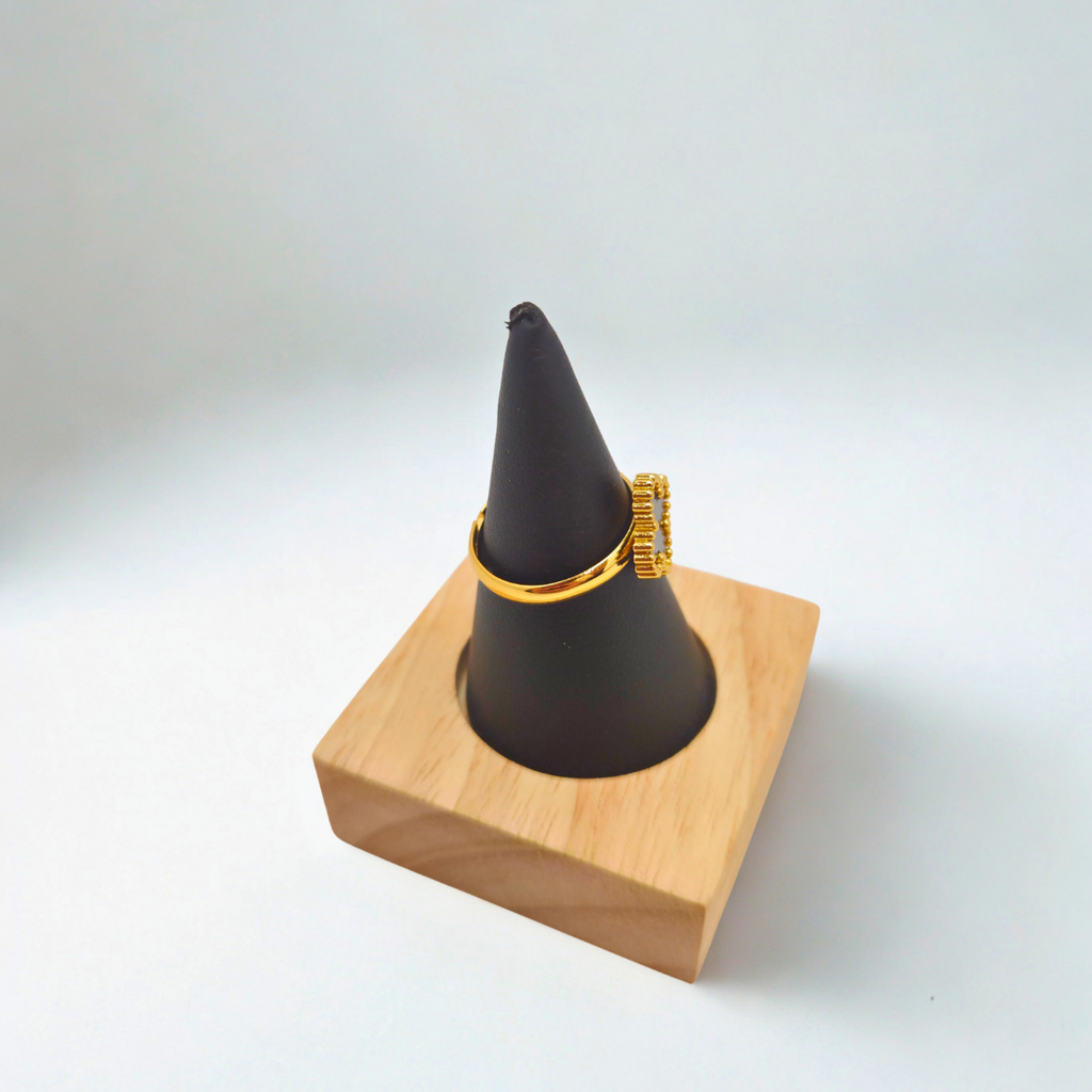 Conjunto de Joyería Trébol Negro 100% Acero Bañado en Oro 18K