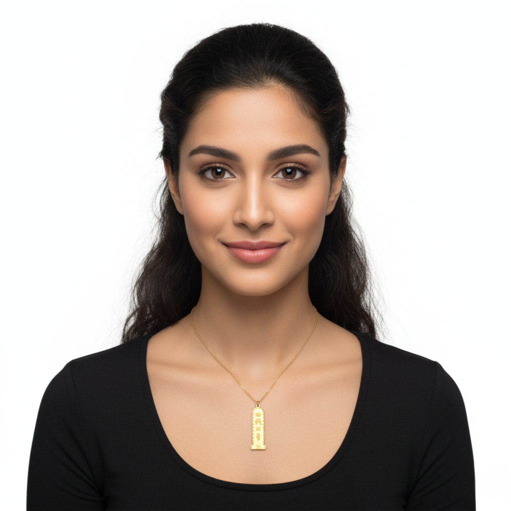 Collar de Cartucho Egipcio con Símbolos Grabados 100% Acero Bañado en Oro 18K
