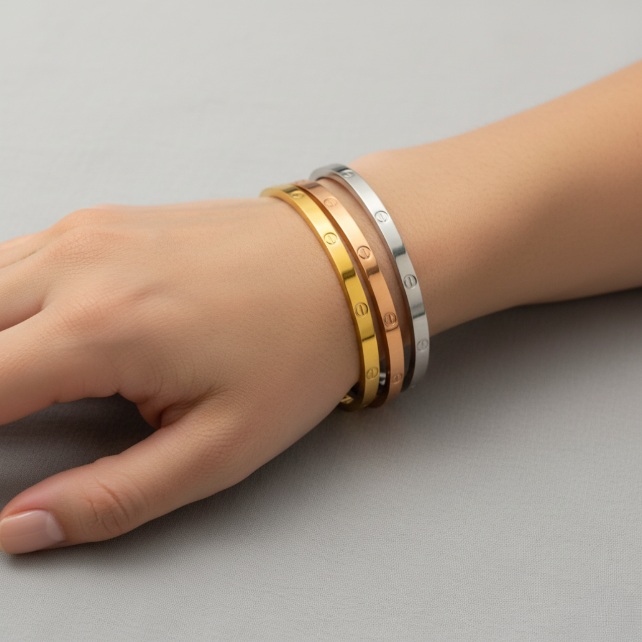 Conjunto de Diseño Urbano Tricolor - Acero (Oro, Plata y Oro Rosa)