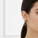 Conjunto de Collar y Pendientes de Círculos con Detalles de Color - 100% Acero Bañado en Oro de 18K