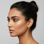 Pendientes de Aro Robusto con Detalle de Esmalte Naranja - 100% Acero Bañado en Oro 18K