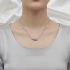 Conjunto de Eslabones Engastados con Circonitas (Collar, Pulsera y Pendientes) - 100% Acero Bañado en Rodio