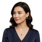 Conjunto Collar y Pendientes de Anillos con Circonitas - 100% Acero Bañado en Rodio