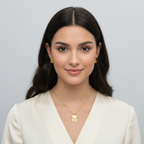 Conjunto de Collar y Pendientes de Osito Grabado 100% Acero Bañado en Oro 18K