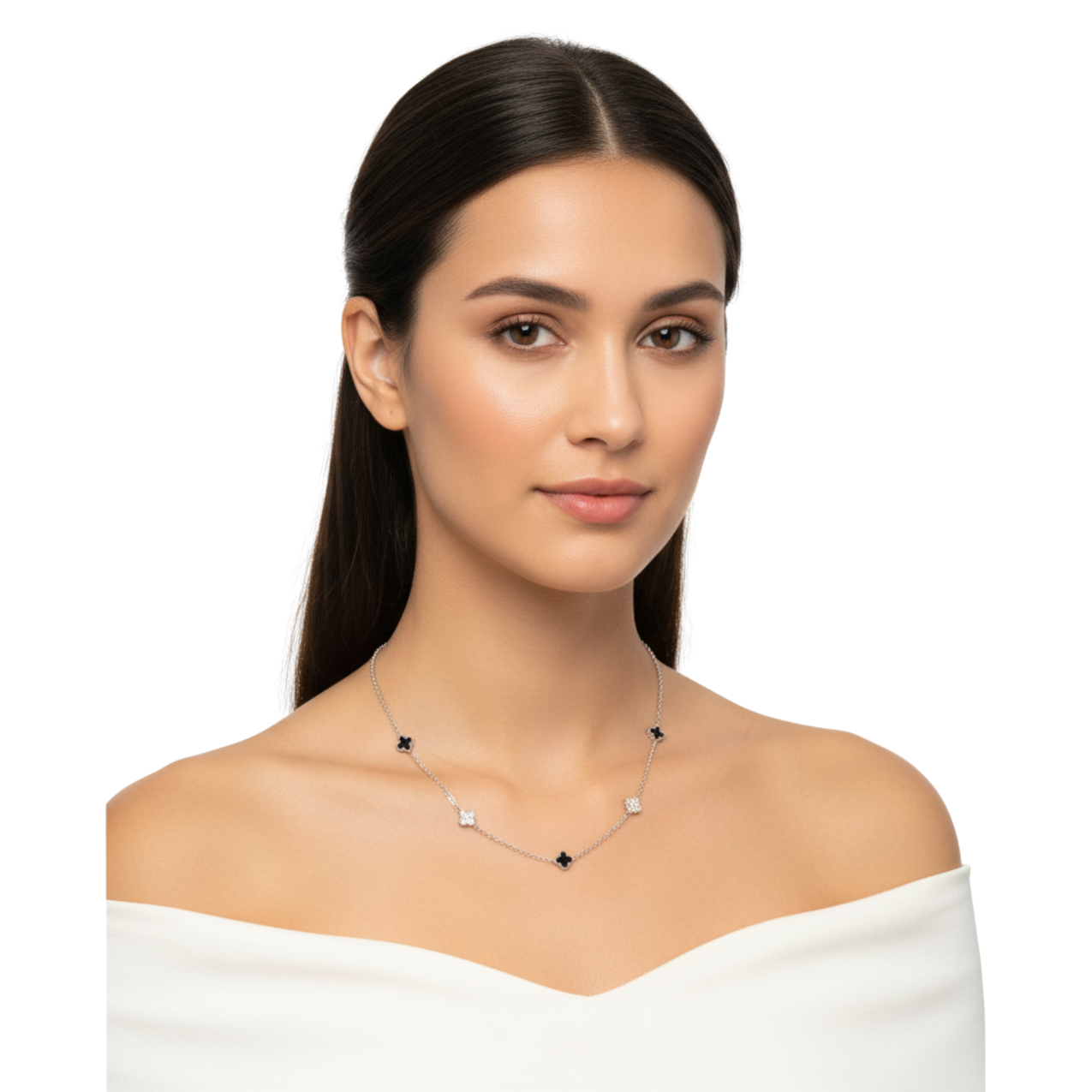 Collar de Acero Inoxidable 100% con Colgante de Corazón Azul y Zirconias