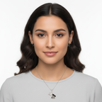 Conjunto Collar con Mariposas Bicolor y Pendientes Esmaltados - 100% Acero Bañado en Rodio