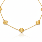 Collar de Trébol Texturizado 100% Acero Bañado en Oro 18K