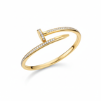 Pulsera Rígida Diseño de Clavo con Circonitas 100% Acero Bañado en Oro 18K