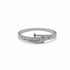 Pulsera Rígida Diseño de Clavo con Circonitas 100% Acero Inoxidable Color Plata