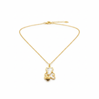 Collar de Acero Chapado en Oro de 18K 100% con Colgante de Oso y Corazón
