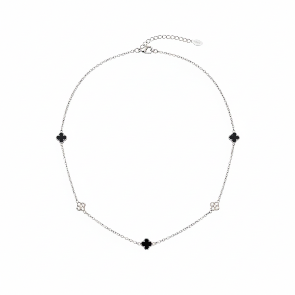 Collar de Acero Inoxidable 100% con Colgante de Corazón Azul y Zirconias