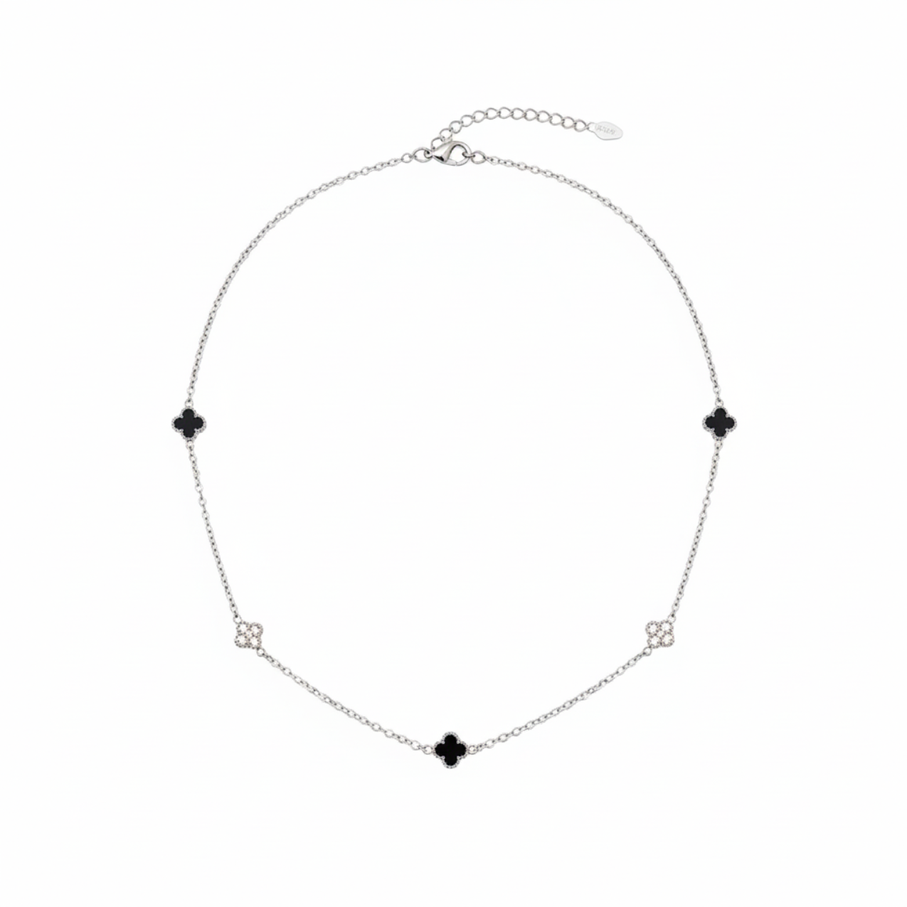 Collar de Acero Inoxidable 100% con Colgante de Corazón Azul y Zirconias