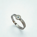 Pulsera Rígida con Ojo Turco y Nácar - 100% Acero Bañado en Rodio