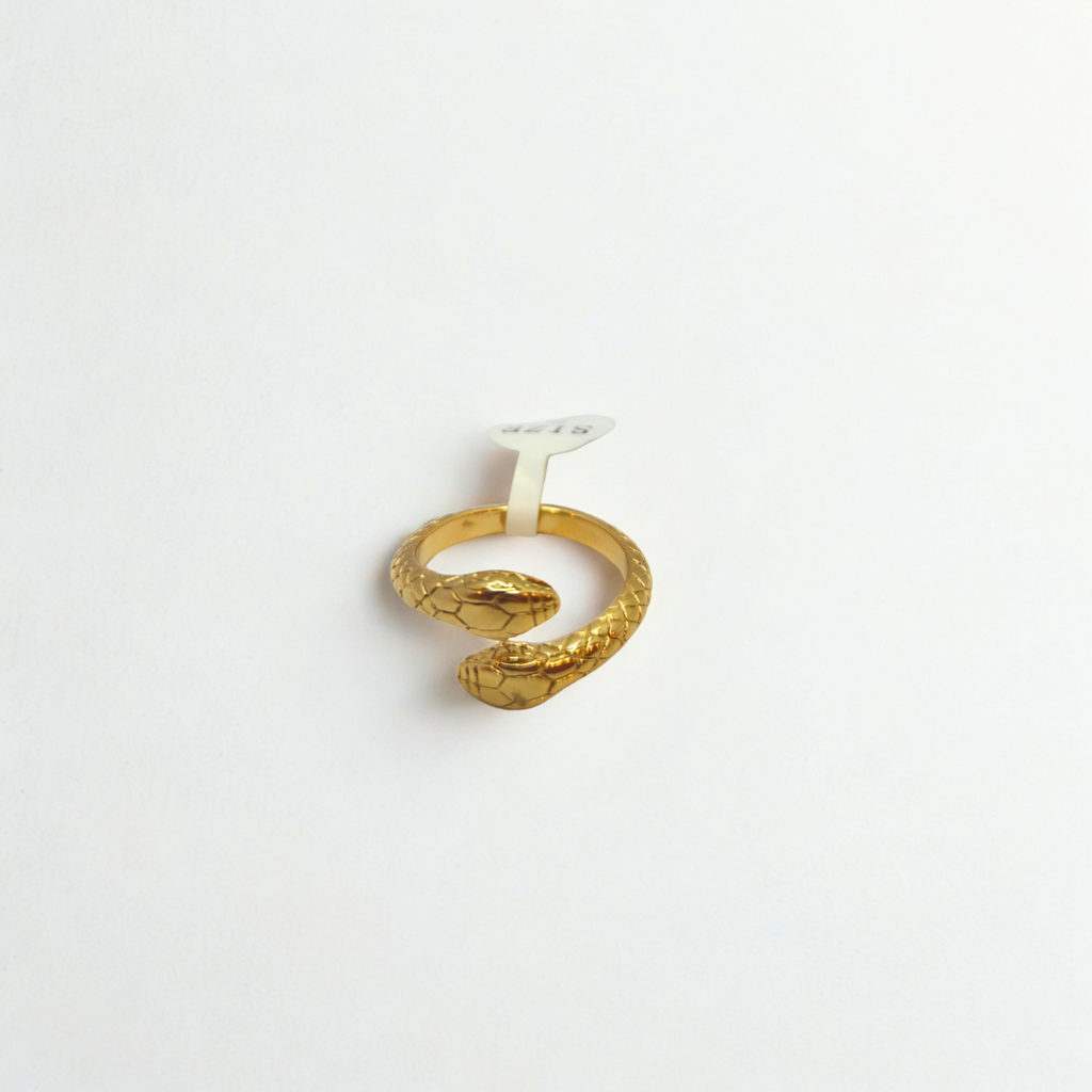 Anillo de Serpiente Ajustable - 100% Acero Bañado en Oro de 18K