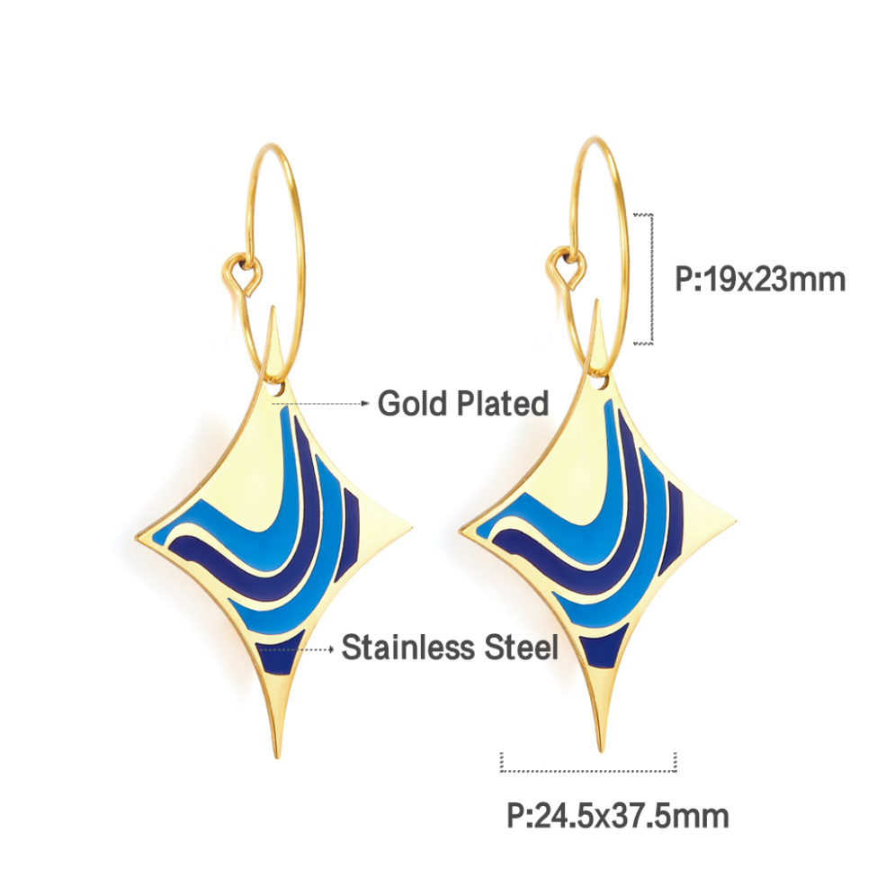 Pendientes Étoile de la Mer con Esmalte Azul Profundo