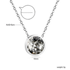 Collar Solitario con Cristal Redondo - 100% Acero Bañado en Plata