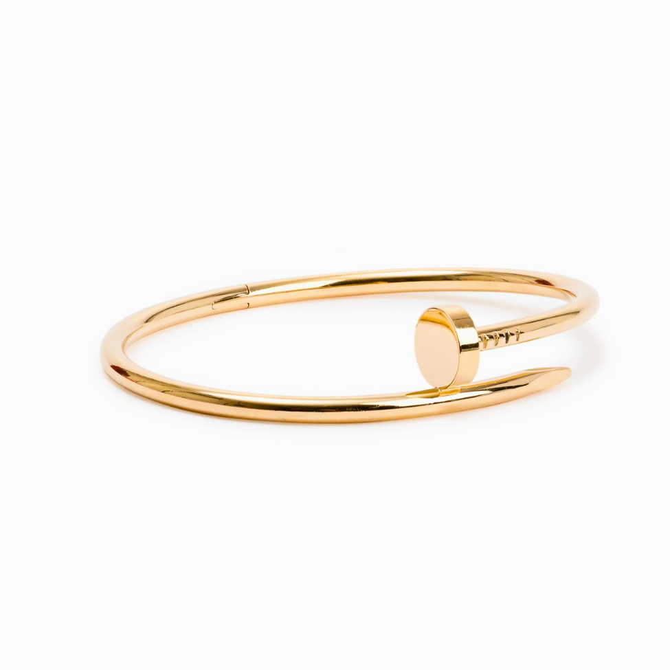Pulsera Diseño Clavo Ajustable - 100% Acero Bañado en Oro 18K
