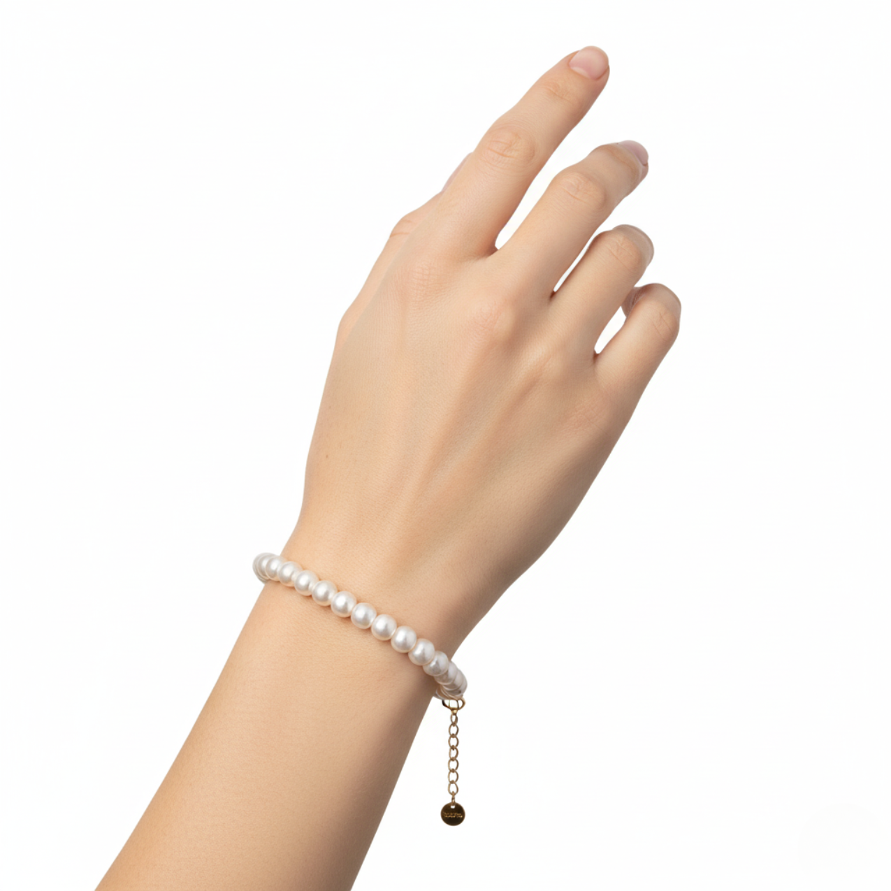 Pulsera Clásica de Perlas con Extensor Dorado 100% Acero Bañado en Oro 18K