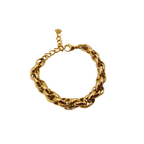 Pulsera de Cadena Gruesa Trenzada 100% Acero Bañado en Oro 18K