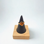 Anillo de Trébol Naranja Mármol 100% Acero Bañado en Oro 18K