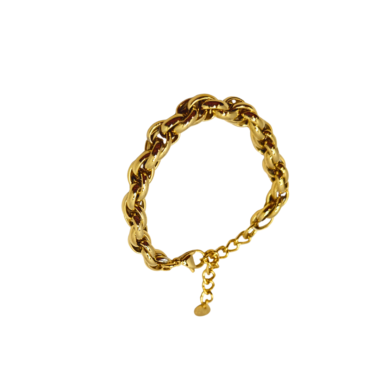 Pulsera de Cadena Gruesa Trenzada 100% Acero Bañado en Oro 18K