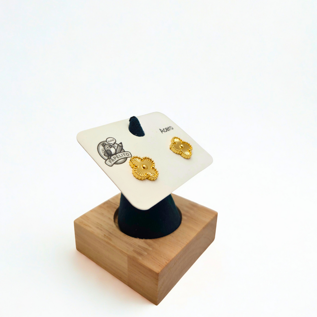 Pendientes de Trébol 100% Acero Bañados en Oro de 18K - Colección Lujo