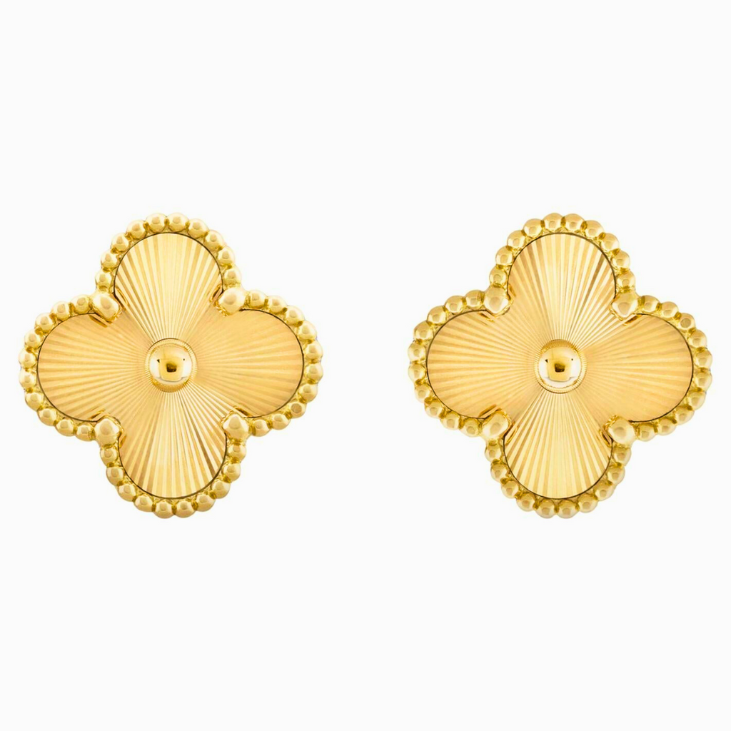 Pendientes de Trébol 100% Acero Bañados en Oro de 18K - Colección Lujo