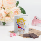 Taza blanca brillante. Ángel de San Valentín "Cupido"