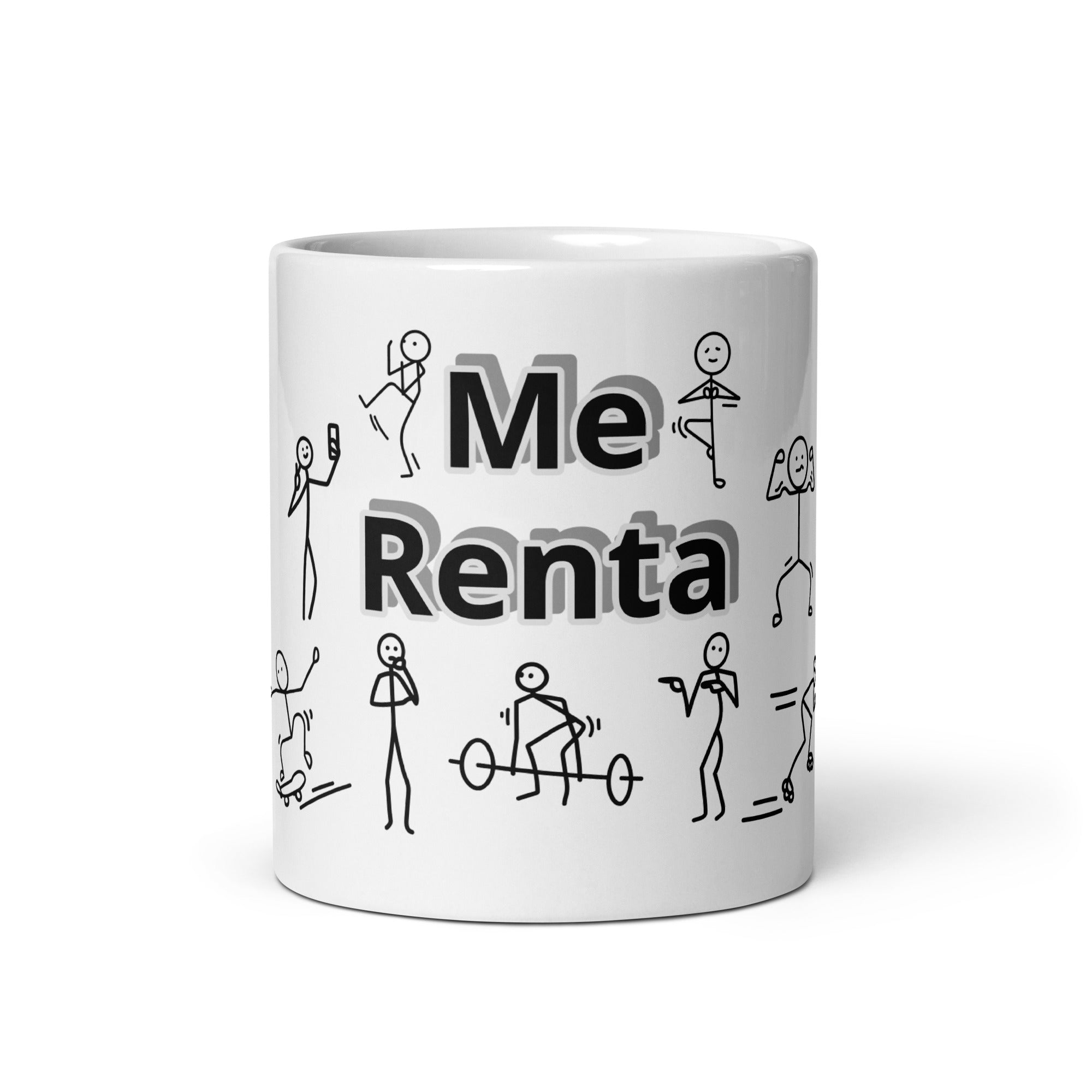 Me renta. Taza blanca brillante