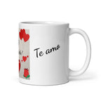 Taza blanca brillante. Feliz San Valentín