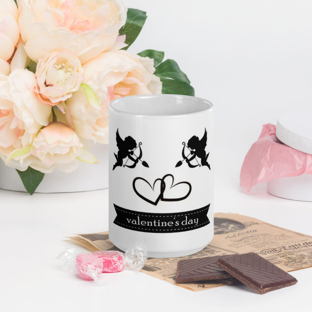 Taza blanca brillante. Valentine´s day